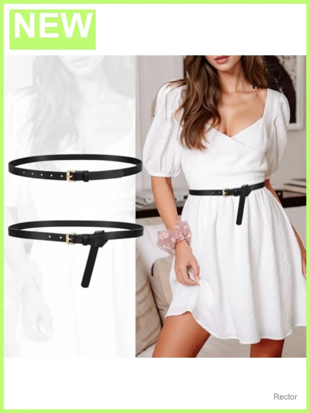 Women Skinny Faux Leather Belt for Jeans, 3 Pack with Gold Buckle